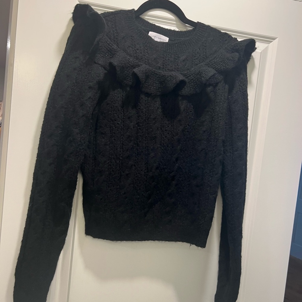 Lost + Wander Black Ruffle Sweater